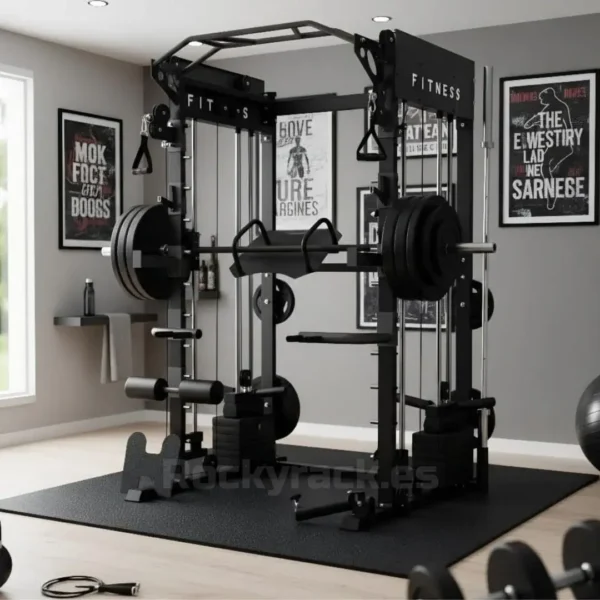 Rack RR02/4 con Poleas Regulables + Smith • Carga de Placas y Discos 126kg
