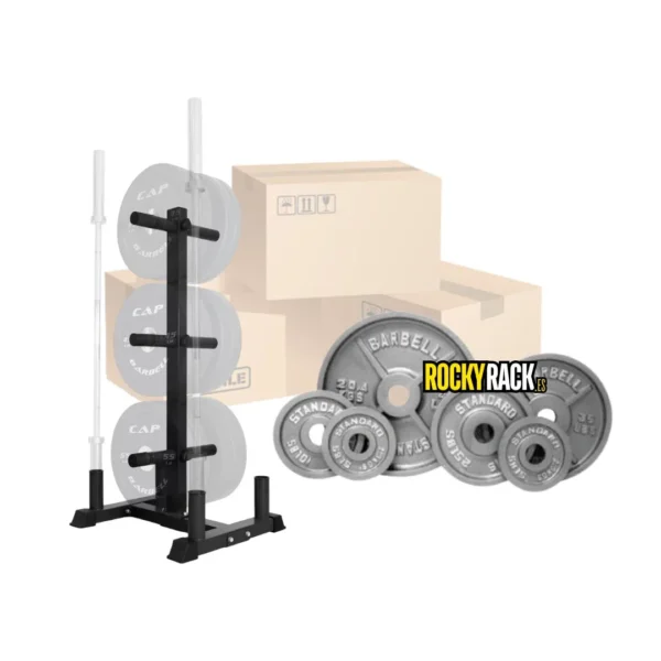 LOTE: Árbol de Discos y Barras + Discos Barbell [77,5Kg]