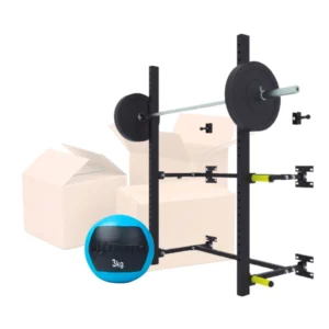 LOTE: Rack Plegable+ Barra+ Discos+ WallBall