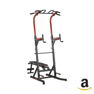 Torre de entrenamiento con rack y asiento color marrón